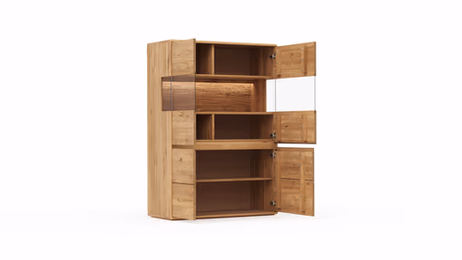 Highboard Hillsboro - inkl. Beleuchtung, Wildeiche natur, geölt