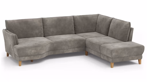 Sofa Stamford - 3,5-Sitzer, Bogen links mit Ecksofa 2-sitzig und Abschlusshocker Rechts, Stoff, Anthrazit