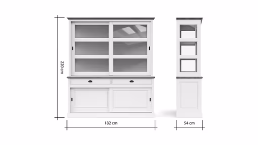 Buffetschrank Louisiana - mit Schiebetüren, teilmassiv, Weiß