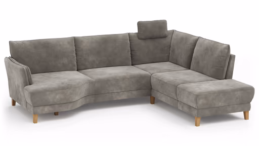 Sofa Stamford - inkl. Armlehne verstellbar und Kopfstütze, 3,5-Sitzer, Bogen links mit Ecksofa 2-sitzig und Abschlusshocker Rechts, Stoff, Anthrazit