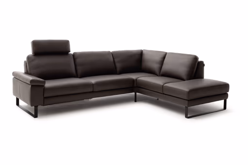 Ecksofa Enna - 3-Sitzer mit Ecke rechts, Leder Mocca