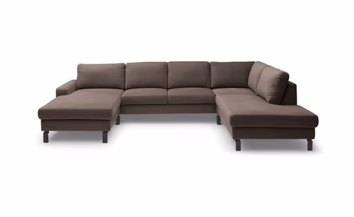 Wohnlandschaft CALM - Longchair links, 2-Sitzer, Ecke rechts, Microfaser, Dunkelbraun