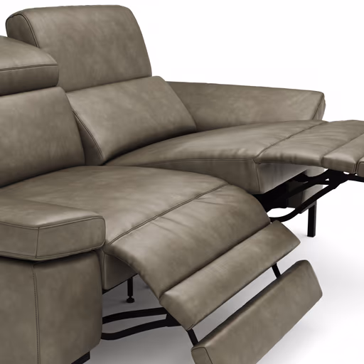 Sofa Hudson - 2,5-Sitzer, inkl. Relaxfunktion (motorisch) und Kopfteil/Armlehnen verstellbar, Leder, Braungrün