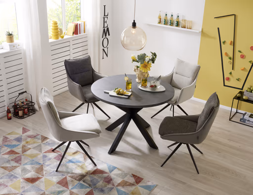 Stuhl MANDY - drehbar, Stoff, Graubeige