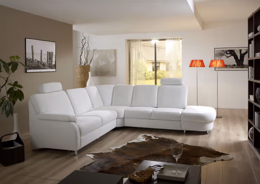 Sofa - 2,5 Sitzer mit Ecke rechts, Stoff, Weiß