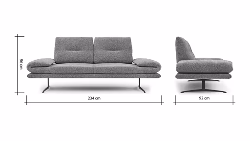 Sofa Lucero 2.0 - 2,5-Sitzer inkl. Rückenlehne verstellbar, Stoff, Cognac