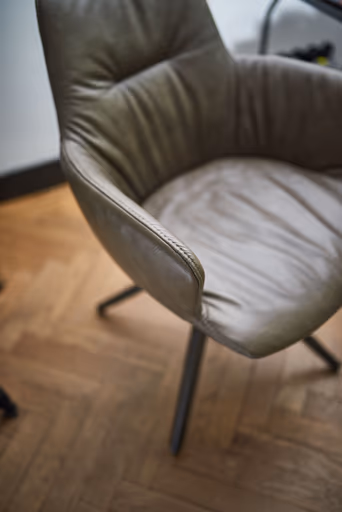 Armlehnstuhl Pegara - Leder, Ash, Gestell, Anthrazit