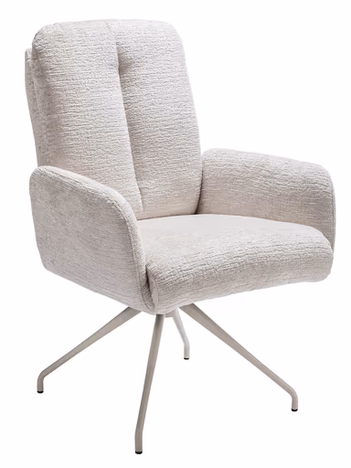 Armlehnstuhl Evania - Dreh und Relax-Funktion, hoher Rücken, Stoff, Ecru