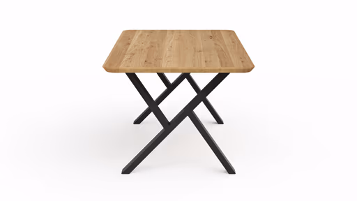 Esstisch Belfast - LB ca. 200x100 cm, Eiche massiv, X-Gestell asymmetrisch