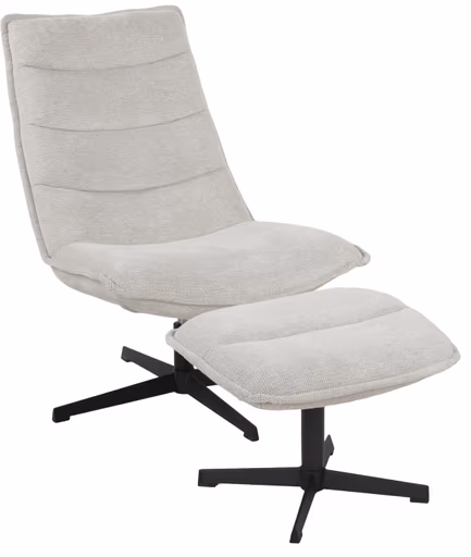 Relaxsessel mit Hocker - drehbar, Webstoff, Hellgrau