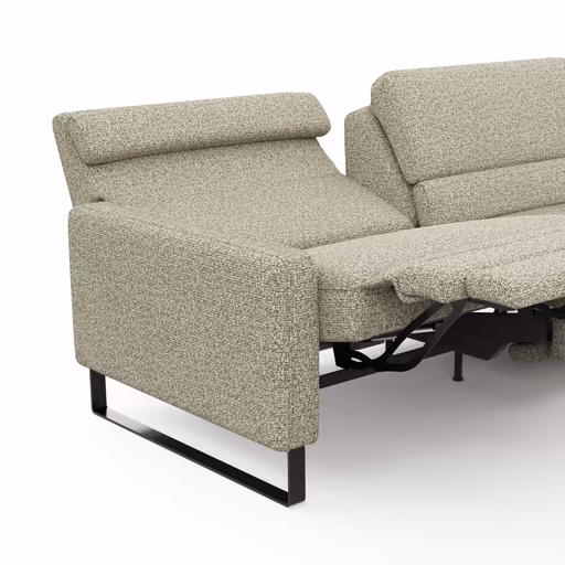 Ecksofa Valera - 3-Sitzer mit Longchair rechts inkl. Rückenlehne verstellbar und Relaxfunktion motorisch, Stoff, Limone