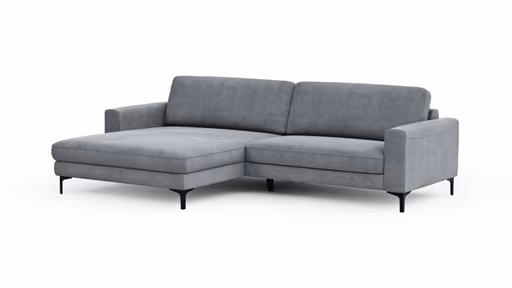 Ecksofa Oviedo - Longchair links mit 1,5-Sitzer inkl. Relaxfunktion (motorisch), Stoff, Grau