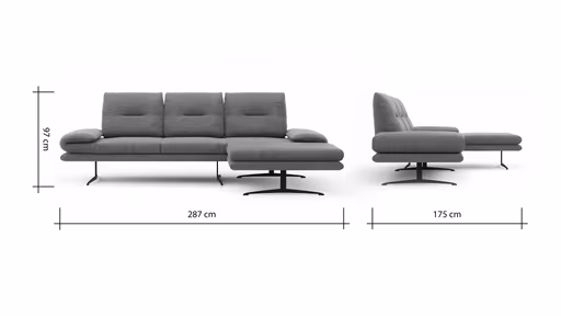 Ecksofa Lucero - 2-Sitzer mit Longchair rechts, Stoff, Olivgrün