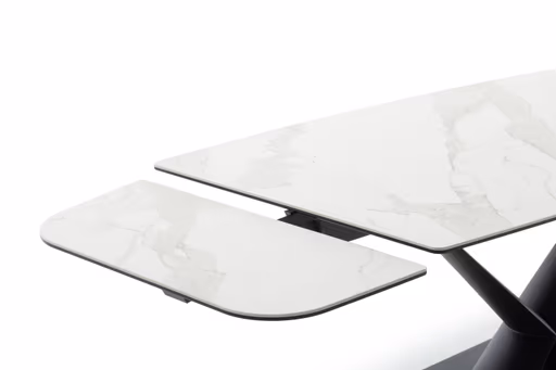 Esstisch Savona - LB ca. 200x100 cm, ausziehbar, Keramik, Weiß, Bootsform