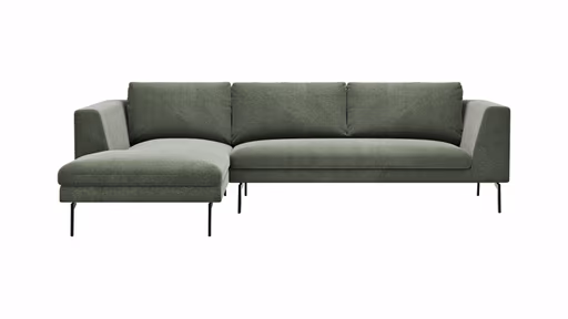 Ecksofa Helmi - Longchair links, 2,5-Sitzer, Stoff, Eukalyptus