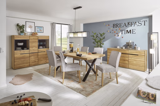 Stuhl  SITTING TOGETHER_L - Stoff, Mint, Eiche Natur