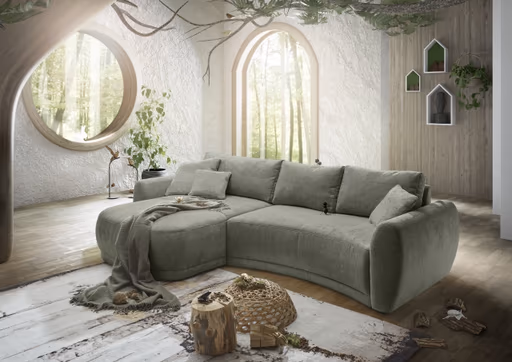 Ecksofa JOSUA - 3-Sitzer, Ecke rechts, Stoff, Olive