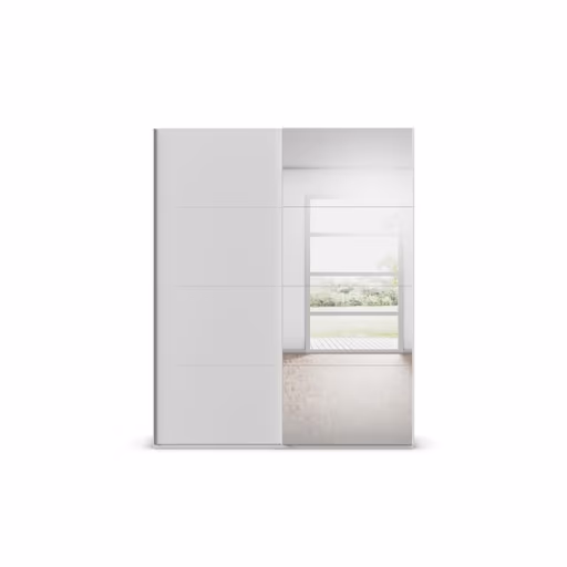 Schwebetürenschrank ROVERO- B ca. 181 cm,  Hellgrau, Spiegel