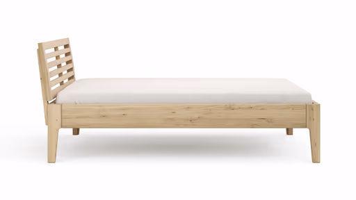 Bettgestell 1660 - Liegefläche ca. 140x200 cm, Wildeiche massiv, bianco geölt