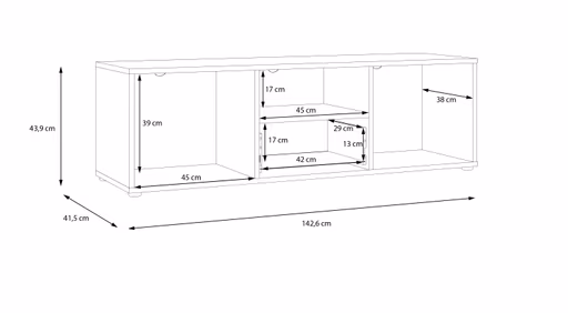TV-Board FLORISS- Schwarz, Eiche Dekor