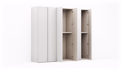 Drehtürenschrank Loretto - B ca. 280 cm, Melamin matt, Weiß