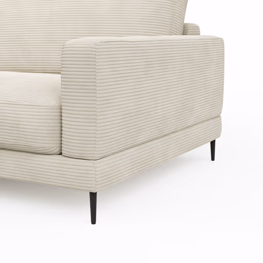Ecksofa Janne - Longchair links, 1,5-Sitzer, Cord, Offwhite