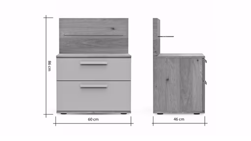 Nachttisch Viana - Furnier Balkeneiche, Lack Taupe