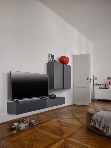 Wohnwand Edge - B ca. 180 cm, Lack, Graphit