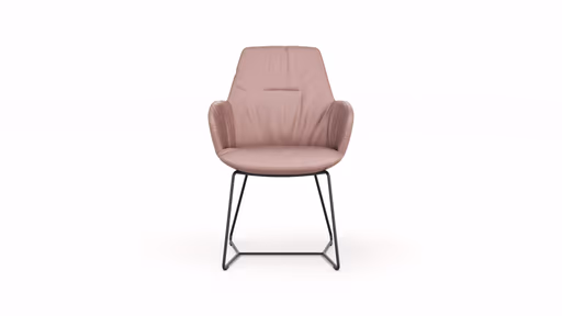 Armlehnstuhl Pegara - Leder, Mauve, Kufe