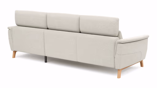 Ecksofa Nevin - 2-Sitzer mit Longchair rechts, inkl. Kopfpolsterverstellung, Stoff, Weiß