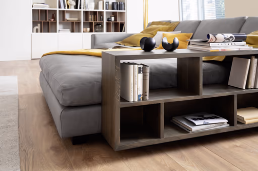 Ecksofa Aprino 1 - 2,5-Sitzer mit Longchair rechts, Leder, Grau