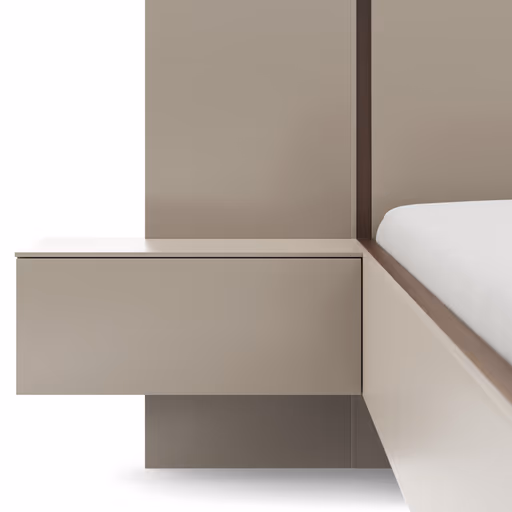 Bettanlage Matera - Liegefläche ca. 180x200 cm, Lack, Muschelgrau, Wildeiche, Coffee