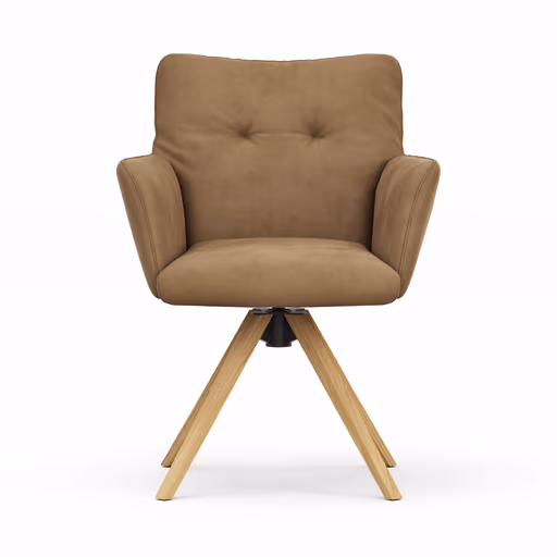 Armlehnstuhl Nashville - drehbar, Leder, Braun