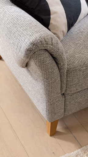 Ecksofa Almyra - 2,5-Sitzer mit Ottomane rechts, inkl. Schlaffunktion und Bettkasten, Stoff, Silbergrau