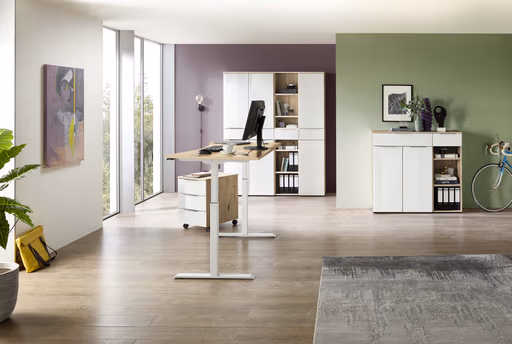 Büroregal - B ca. 40 cm, Artisan Eiche Nachbildung, Weiß