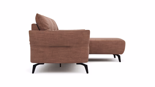 Ecksofa Bahia - 2,5-Sitzer mit Longchair rechts inkl. Armlehne verstellbar, Stoff, Kupfer