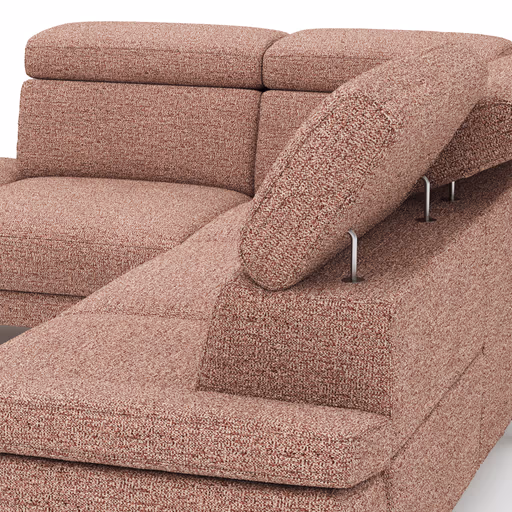 Ecksofa Hudson - Ecke links mit 2,5-Sitzer, inkl. Kopfteil/Armlehne verstellbar und Sitzvorzug/Relaxfunktion (motorisch), Stoff, Kupfer