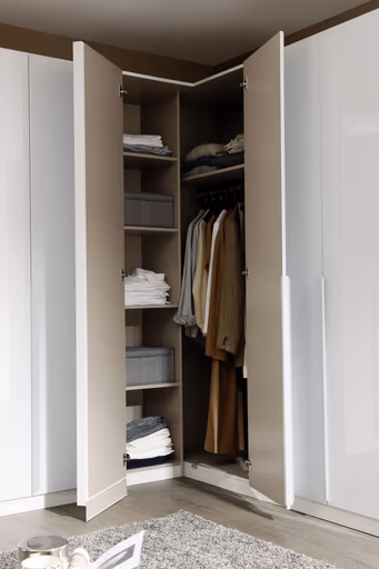 Eckschrankkombination ROMAN SPIN- Weiß, Glas, Weiß