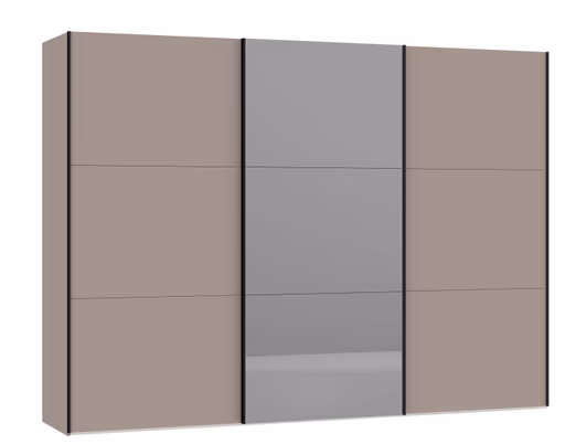 Schwebetürenschrank JOIN IT- B ca. 303 cm, Nougat, Spiegel, Dunkel