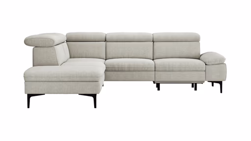 Ecksofa Felipa - Ecke links mit 2,5-Sitzer inkl. Armlehne verstellbar und Rückenlehne/Sitztiefe verstellbar (motorisch), Stoff, Natur