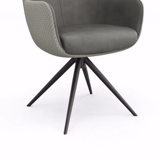 Armlehnstuhl Mis - Leder, Dunkelgrau, Stoff, Grau, Gestell Stativ
