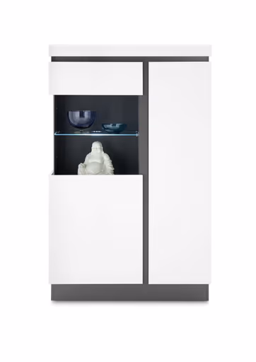 Highboard-Vitrine - Alpinweiß, Anthrazit