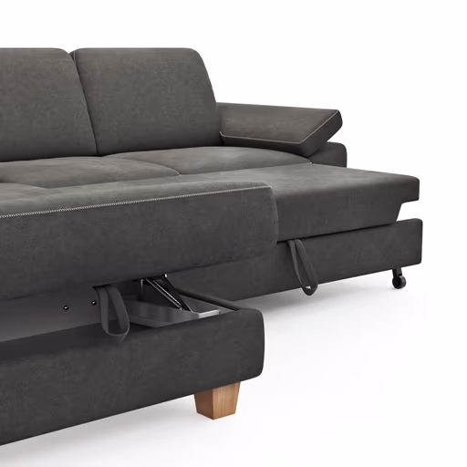 Ecksofa Sommerville - Ecke links mit 2,5-Sitzer, inkl. Schlaffunktion, Relaxfunktion (manuell), Stoff, Anthrazit