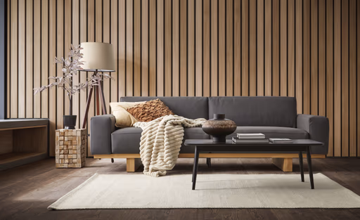 Sofa Anaheim - 3,5-Sitzer, Leder, Anthrazit