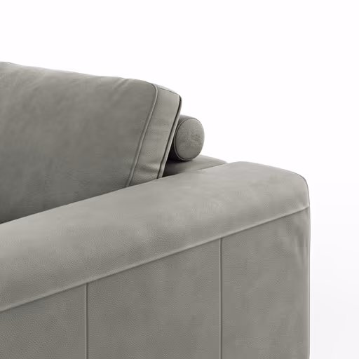 Ecksofa Solano - Ecke Links, 2,5-Sitzer, Leder, Hellgrau