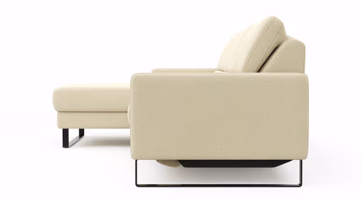 Ecksofa Valera - Longchair mit 3-Sitzer rechts inkl. Rückenlehne verstellbar und Relaxfunktion motorisch, Stoff, Natur