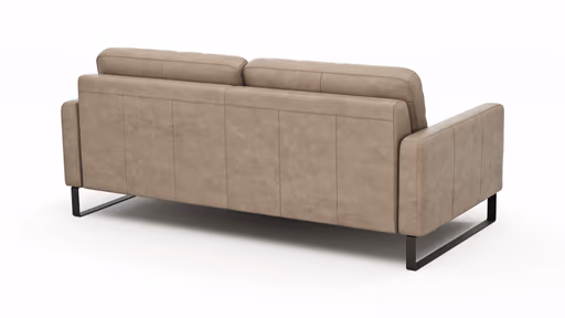 Sofa Enna - 3,5-Sitzer, Armlehne A, Leder, Taupe, Kufe, Schwarz
