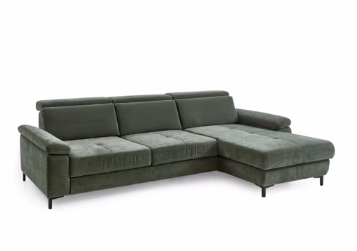 Ecksofa - 3-Sitzer mit Longchair rechts, Stoff, Moos