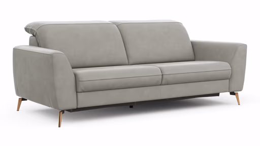 Sofa Tulsa KV - 3-Sitzer, inkl. Sitzvorzug (motorisch) und Kopfteilverstellung, Leder, Graubeige