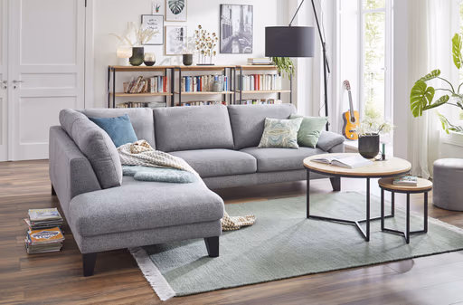 Ecksofa Oviedo - Ecke links mit 2,5-Sitzer, Stoff, Grau